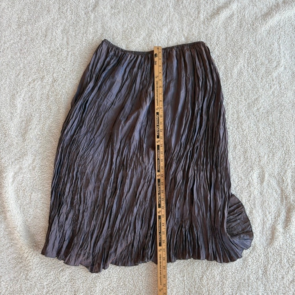Vtg Lee Andersen Iridescent Crinkle Midi Skirt Elastic Waist Made in USA Small - Picture 5 of 6